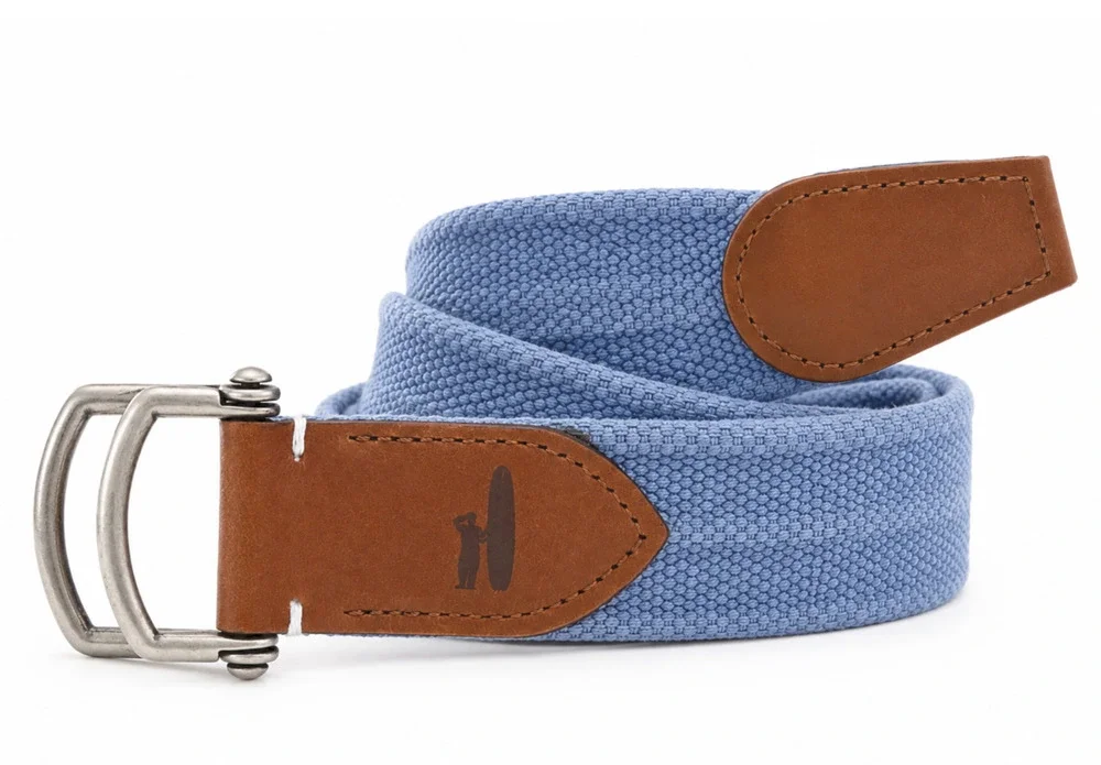 NEW JOHNNIE-O MENS BLUE BRENTWOOD WASHED CANVAS D-RING BELT GOLF SZ S